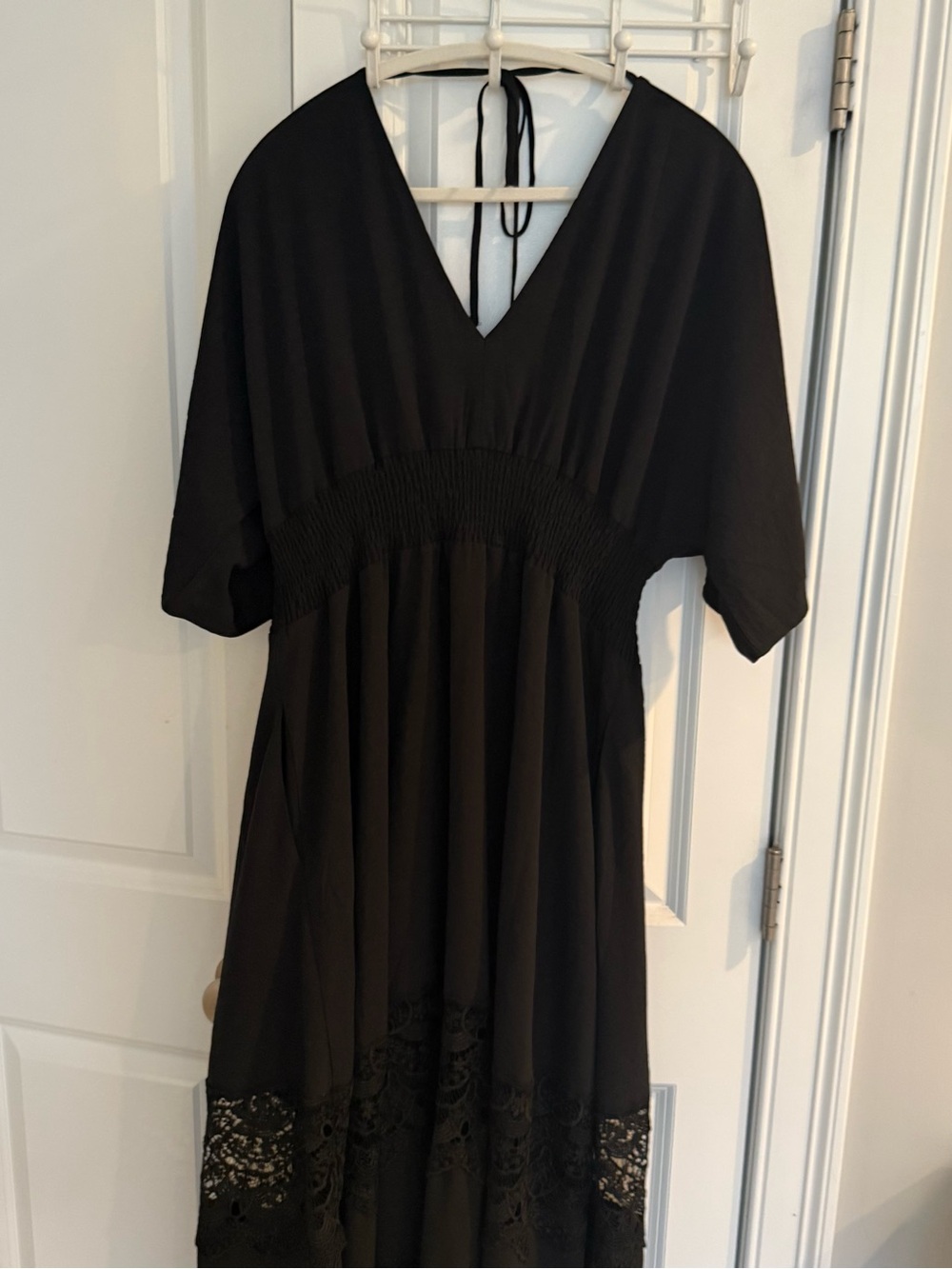 Olaesa V-Neck Lace Smocked Waist Boho Maxi Dress - Picture 6 of 15